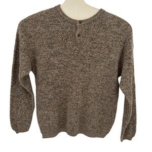 J. Riggings Sweater Men XL Brown Cotton Ramie Henley  Pullover Gorpcore Earthy